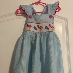 Smocked flamingo dress